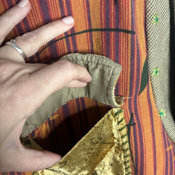 Vtg Up Cycled Patchwork Jacket XL Embroidered Lagenlook Teacher Pockets Oversize - Picture 6 of 16